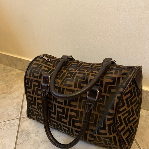 Large shoulder bag used, brown and black