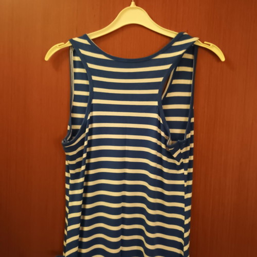 Long striped dress used, white and blue, size M, airy