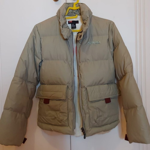 Diesel women's jacket used with down filling, small, khaki