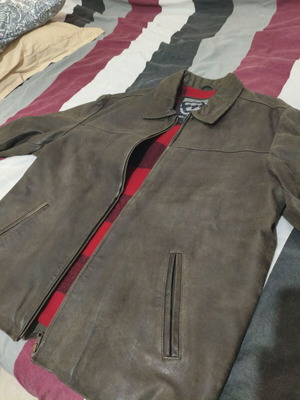 Billabong leather jacket like new, brown and red