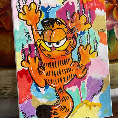 Garfield painting handmade acrylic 18x24cm new