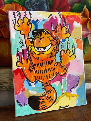 Garfield painting handmade acrylic 18x24cm new