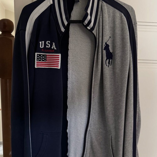 Ralph Lauren jacket used, gray and blue, fits small
