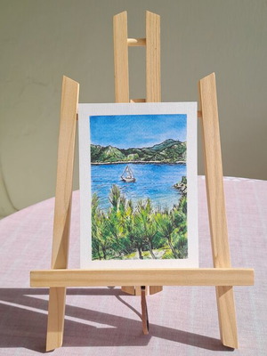 Set of 5 handmade Skopelos postcards with watercolor art