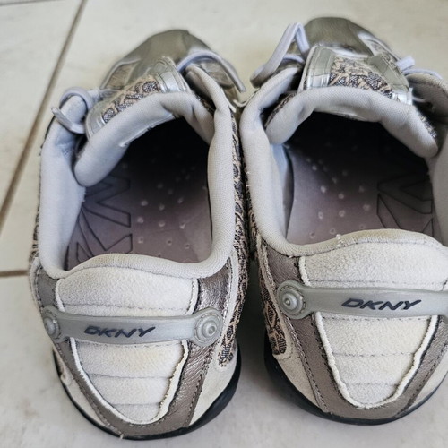 DKNY sneakers size 38 used, beige and silver fabric and leather