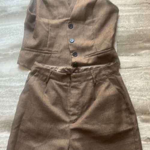 Shein women's set with vest and shorts, new, brown chocolate color
