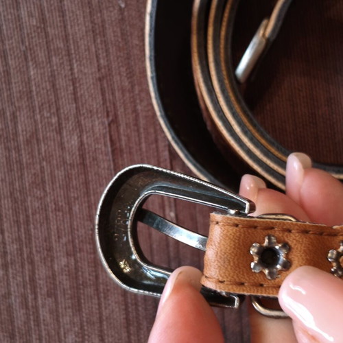 Leather belt set like new, black and brown, 115 cm