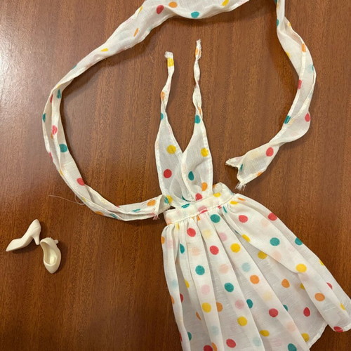 BIBI-BO Polka Dot Dress with Ribbon and White Shoes Used