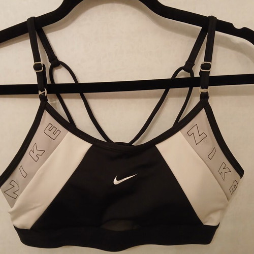Nike Dri-FIT Indy Logo Sports Bra like new, colorblock black and beige, size S