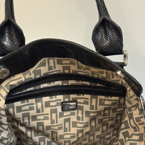 Guess Vintage Y2K Monogram Tote Bag black canvas shoulder bag used