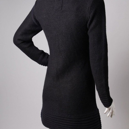 Fresh Made women's knitted dress black, long sleeve
