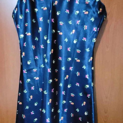 Blue electric nightdress with fruit patterns, new, size S