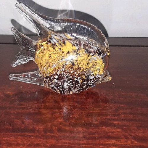 Decorative tropical fish used, blown glass 10x9cm