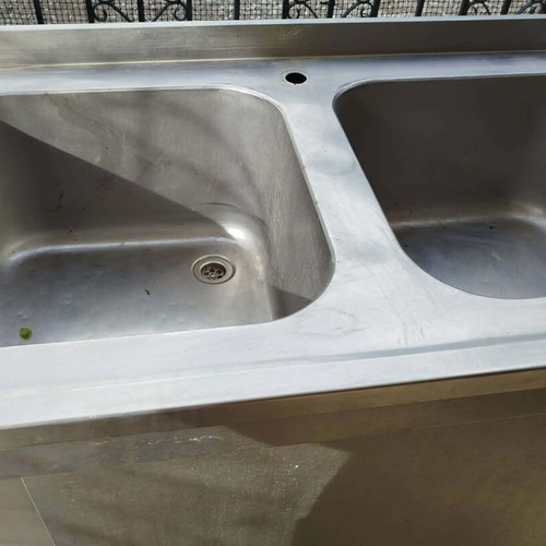 Λάντζα διπλή επαγγελματική inox μεταχειρισμένη, 2μ x 70εκ x 90εκ