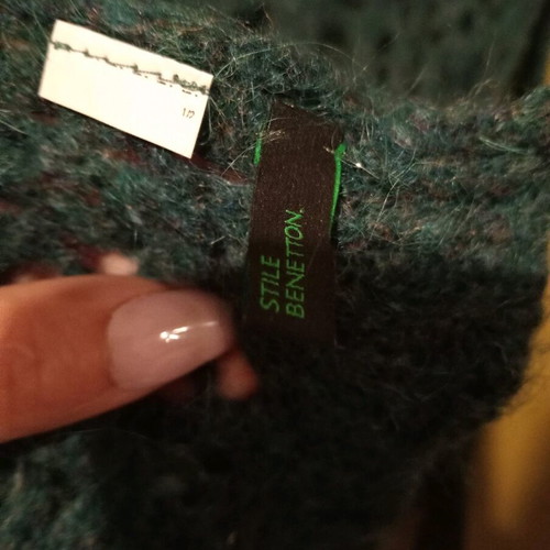 Benetton wool scarf very long and wide new, turquoise