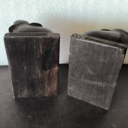 Handmade wooden elephant bookends, antiques