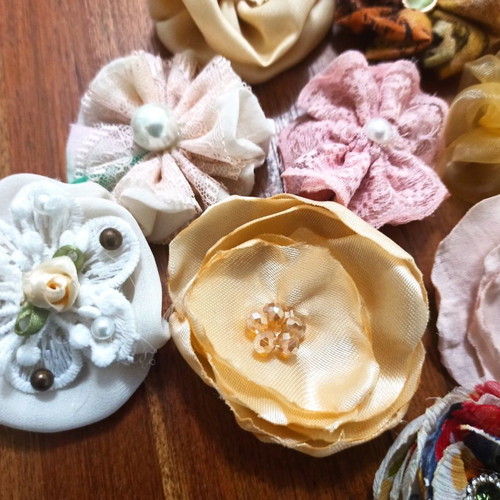 Handmade fabric flowers new, pack of 12 pieces
