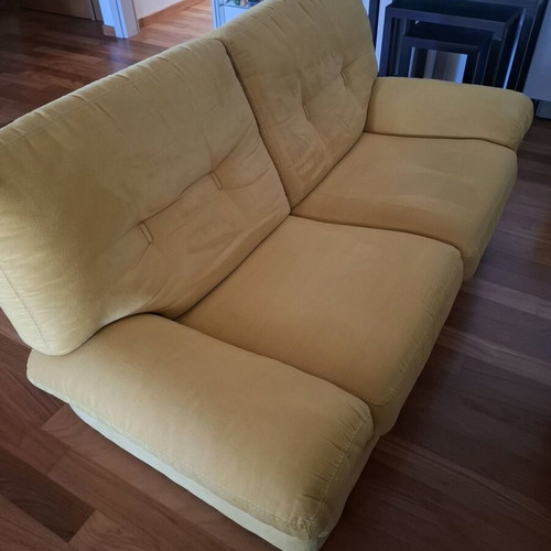Living room sofas like new, 2 Italian origin, suede fabric