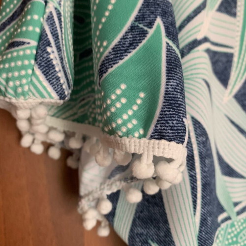 Beach dress with floral print like new, white and green, size M