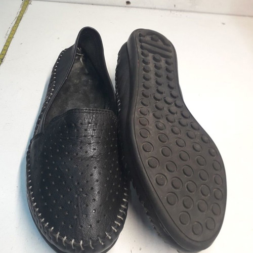 Women's leather shoes size 36, black, flat with soft rubber sole