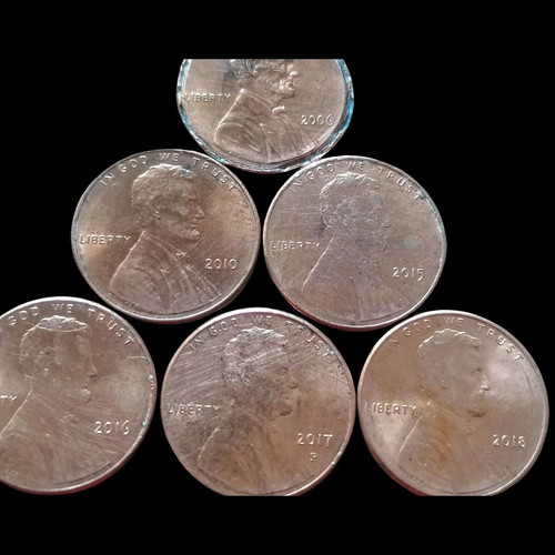 US 1 Cent Coins Lincoln used, set of 6 (2006-2018)