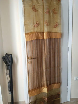 Curtain set 1.40x2.20 meters with decorative details, satin quality