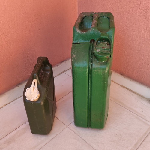 Two military canisters, metal and plastic, functional