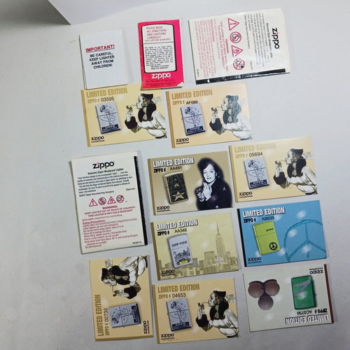 Zippo Limited Edition lighter cards used