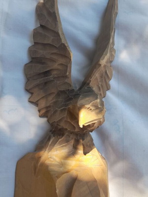 Vintage Soviet Wooden Eagle sculpture used with original paper label