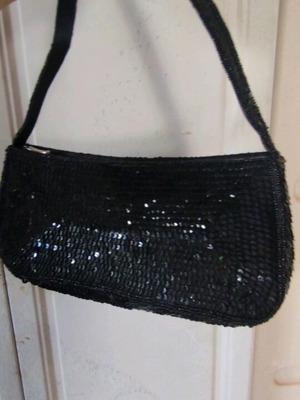 Evening bag black sequin used