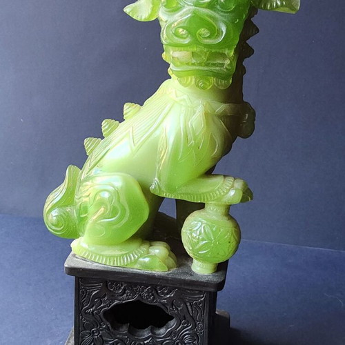 Foo Dogs pair vintage used faux jade guardian lions