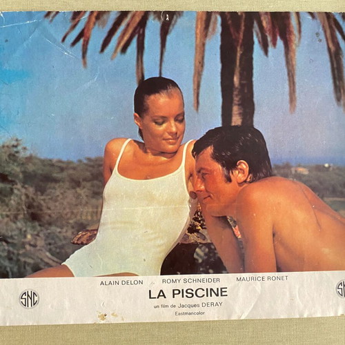La Piscine vintage lobby card 1969 Alain Delon & Romy Schneider