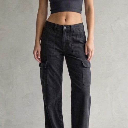 Zara cargo pants black used, size S, 100% cotton