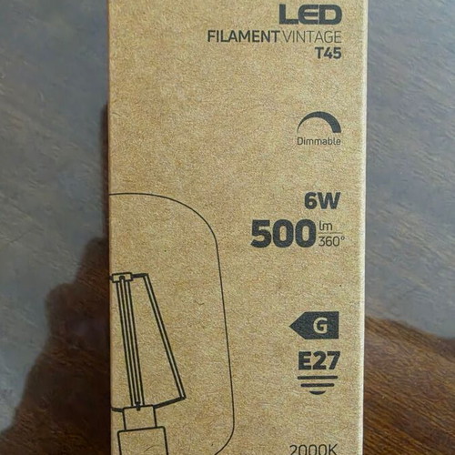 GEYER LED filament vintage T45 E27 6W dimmable warm white bulbs, pack of 10