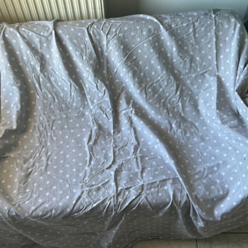 Polka Dot Bed Sheet Used, Gray and White, 2m x 1.40m