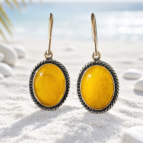 White Baltic Amber Earrings with Sterling Silver 925 new