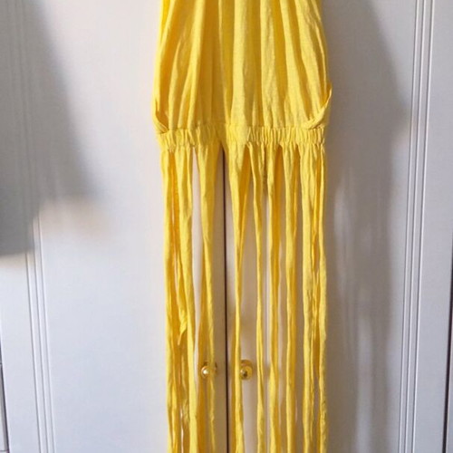 Top with fringes like new, yellow, with earrings gift