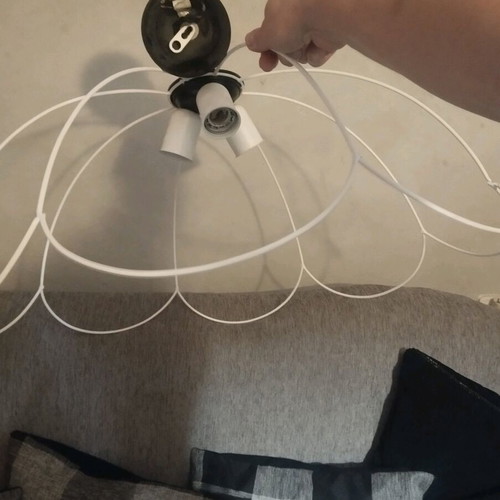 Metal ceiling light flower used, white handmade