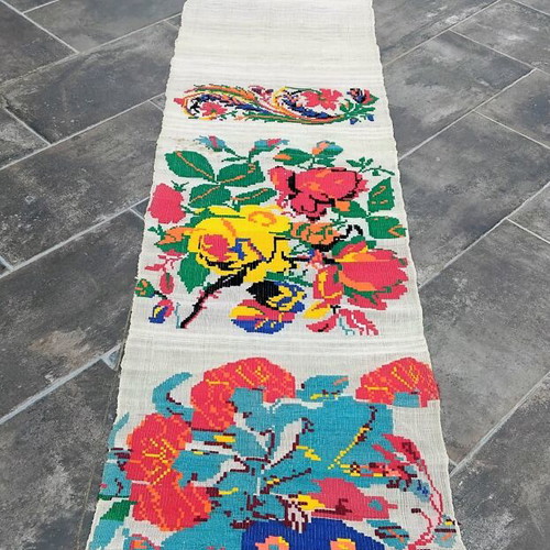 Authentic handmade loom woven textile 4.5 meters like new, antique '50s-'60s