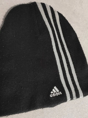 Adidas black hat with grey stripes used