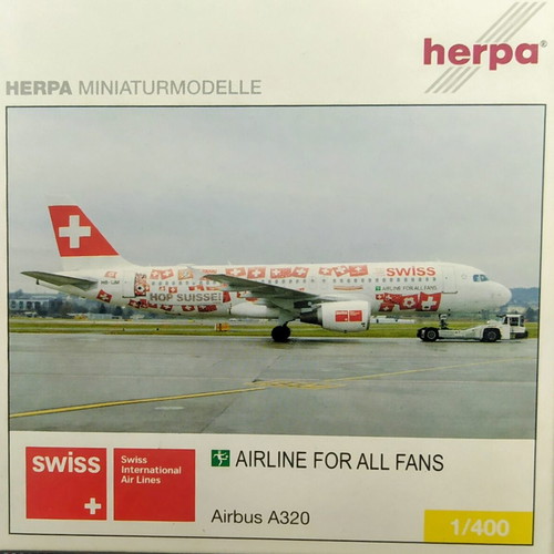 Herpa Airbus A320 Swiss collectible model airplane 1/400 scale new