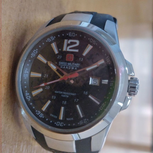Swiss Military Hanowa men's wristwatch, black and silver