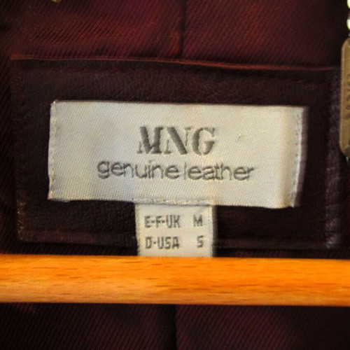 MNG-Mango leather coat burgundy medium size like new