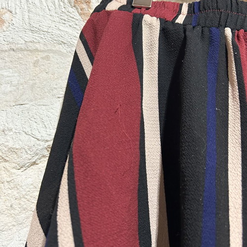 PrettyLittleThing Striped High-Waisted Shorts Burgundy Black Size 12
