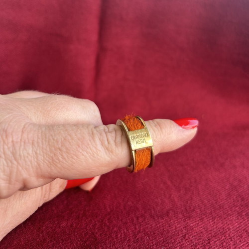 Vintage Dyrberg/Kern ring with orange pony skin like new