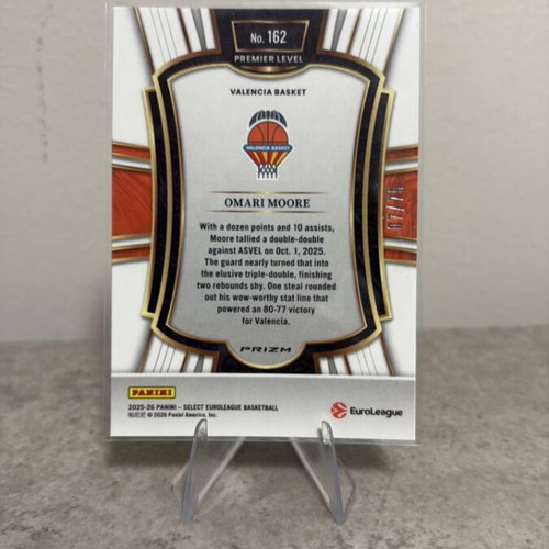 2025-26 Panini Select Euroleague Omari Moore Neon Green Premier card