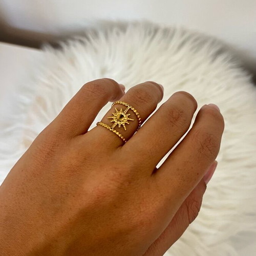 Sun ring adjustable, new, gold color