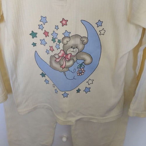 Girls' pajamas used yellow with teddy bear