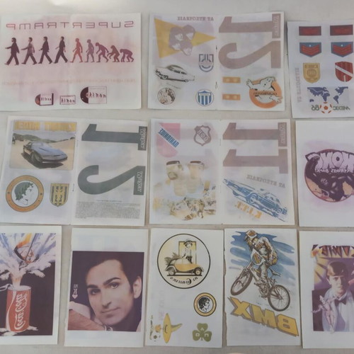 Sidertypa magazine scraps used, lot of 34 double and 40 single pages from 1980s