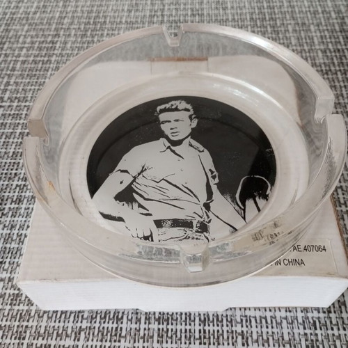 James Dean glass ashtray with La Siesta retro tobacco pouch gift